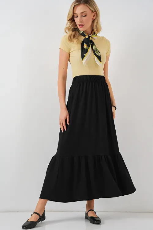 1886 Uzun Örme Etek - Siyah