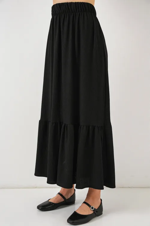 1886 Uzun Örme Etek - Siyah