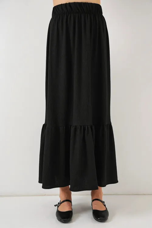 1886 Uzun Örme Etek - Siyah