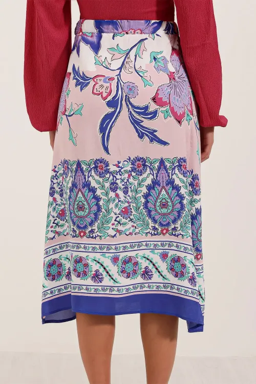 1899 Desenli Midi Etek - Mor