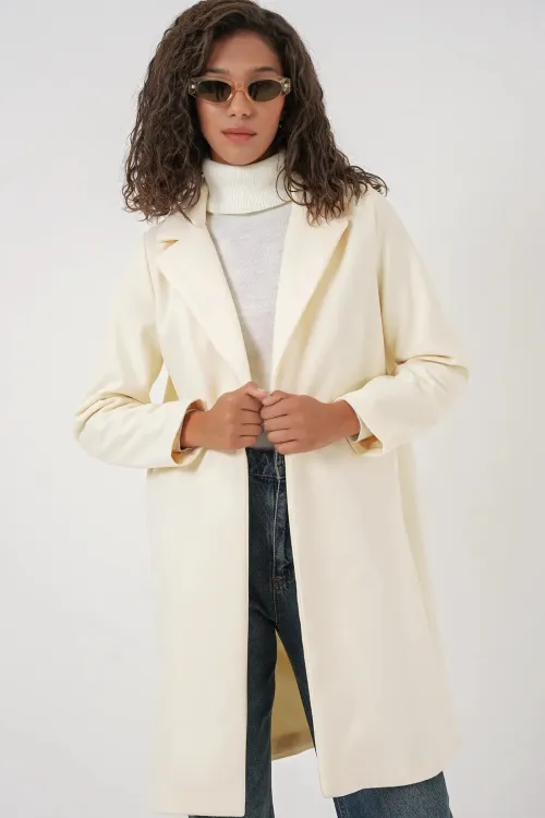 9085 Kaşe Kaban - Krem