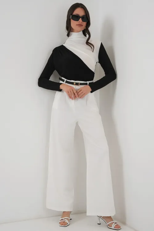 940 Büzgü Detaylı Sandy Bluz - Siyah