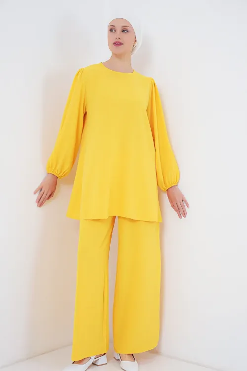 Ayrobin Tunik Pantolon Alt Üst Takım 6712 - Sarı