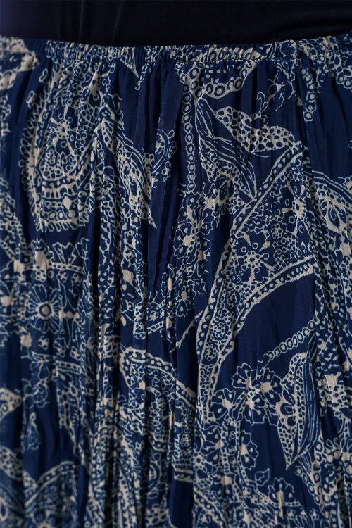 Kadın Asimetrik Tül Şifon Etek 8061 - Lacivert