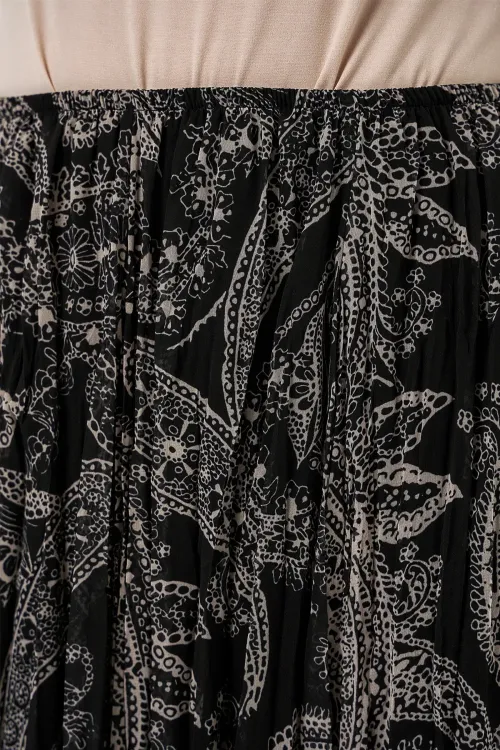 Kadın Asimetrik Tül Şifon Etek 8061 - Siyah