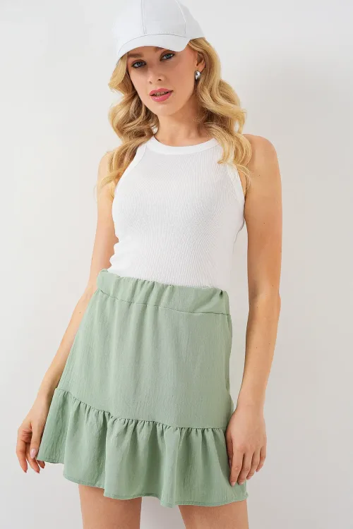 Kadın Ayrobin Mini Etek 8054 - Mint