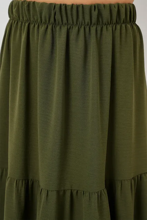 Kadın Ayrobin Uzun Etek 8048 - Haki