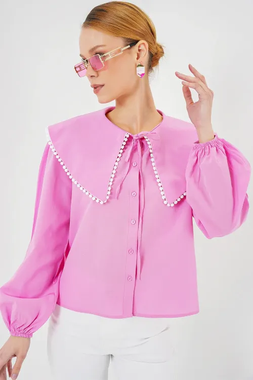 Kadın Bebe Yaka Gömlek 20314 - Pembe