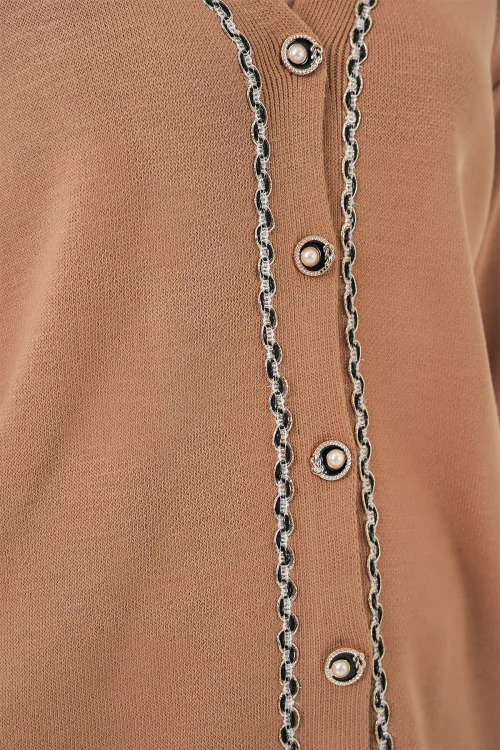 Kadın Hırka Pantolon Triko İkili Takım 15956 - Camel