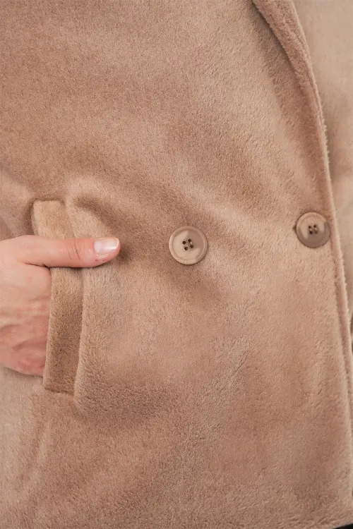 Kadın Kısa Kaşe Ceket 0725 - Bisküvi