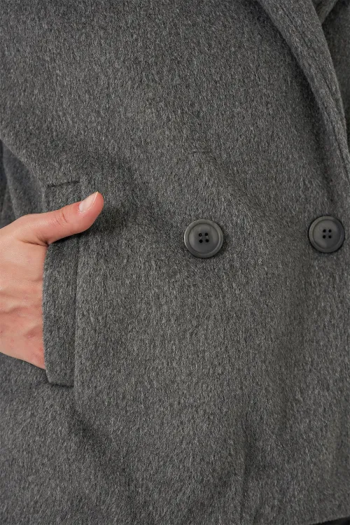 Kadın Kısa Kaşe Ceket 0725 - Gri