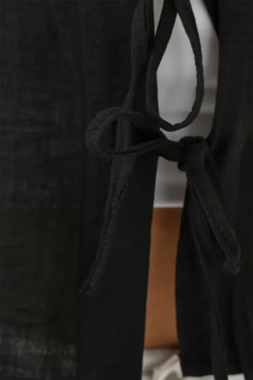 Kadın Kısa Kol Crop Bluz 958 - Siyah