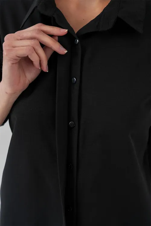 Kadın Kısa Kol Gömlek 20312 - Siyah