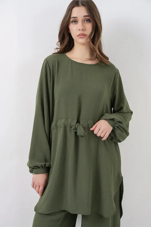 Kadın Uzun Tunik Pantolon İkili Takım 6719 - Haki