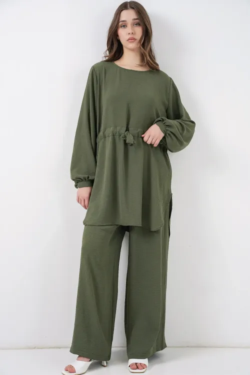 Kadın Uzun Tunik Pantolon İkili Takım 6719 - Haki