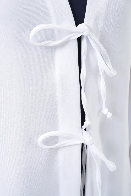 Keten Tesettür Kimono 5968 - Beyaz