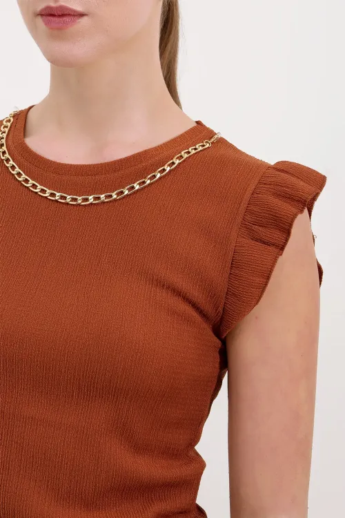 0430 Örme Bluz - Taba