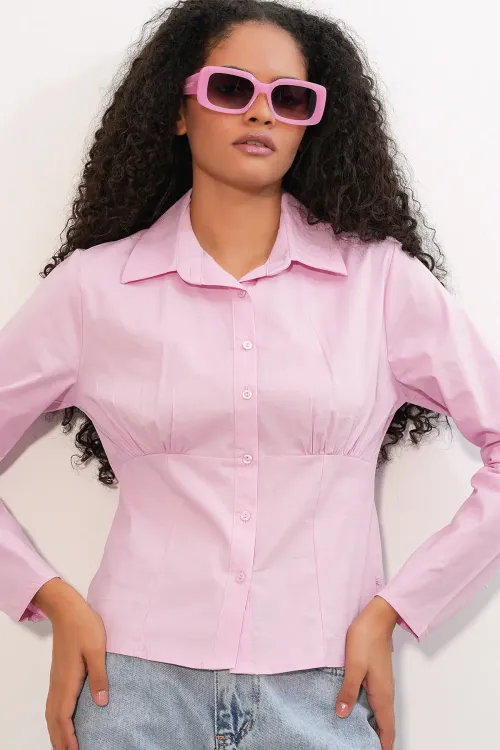 20231 Slim Fit Poplin Gömlek - Pembe