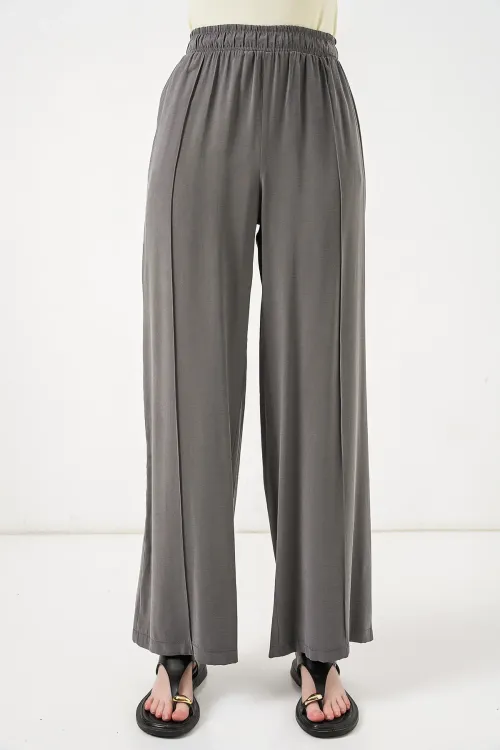 Kadın Beli Lastikli Bol Paça Pantolon 30087 - Antrasit