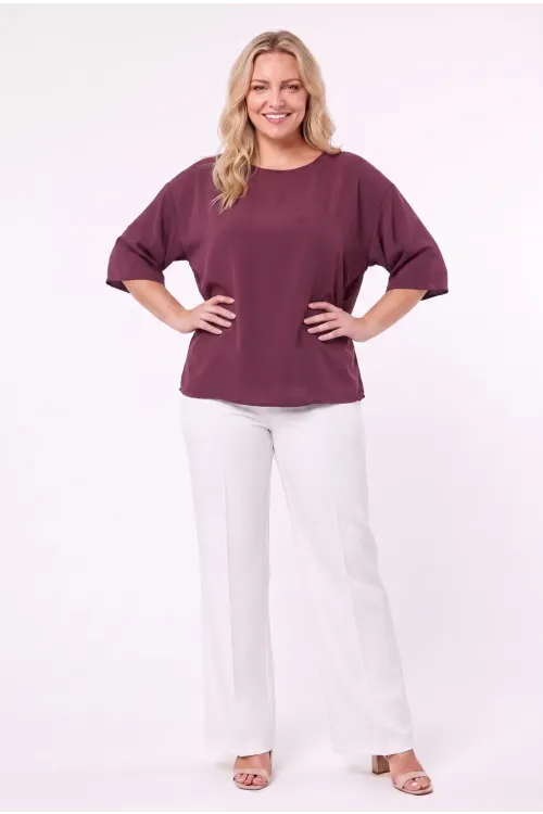 Kadın Mürdüm Büyük Beden Oversize Vatkalı Şifon Bluz HZL26S-ZSS111201