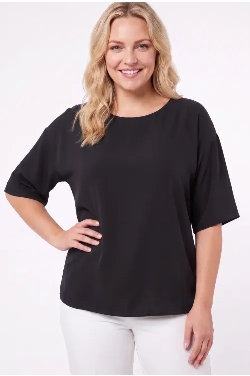 Kadın Siyah Büyük Beden Oversize Vatkalı Şifon Bluz HZL26S-ZSS111201