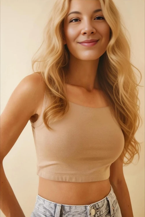 Kadın Bisküvi İp Askılı Örme Büstiyer HZL24S-ZK12001