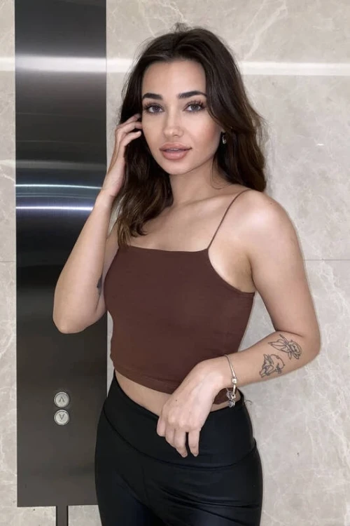 Kadın Kahverengi İp Askılı Örme Büstiyer HZL24S-ZK12001