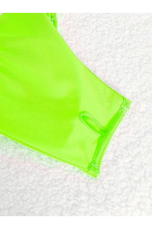 Kadın Neon Yeşil İp Detaylı Astarlı V Kesim Üçgen Bikini Takım HZL24S-LC2234