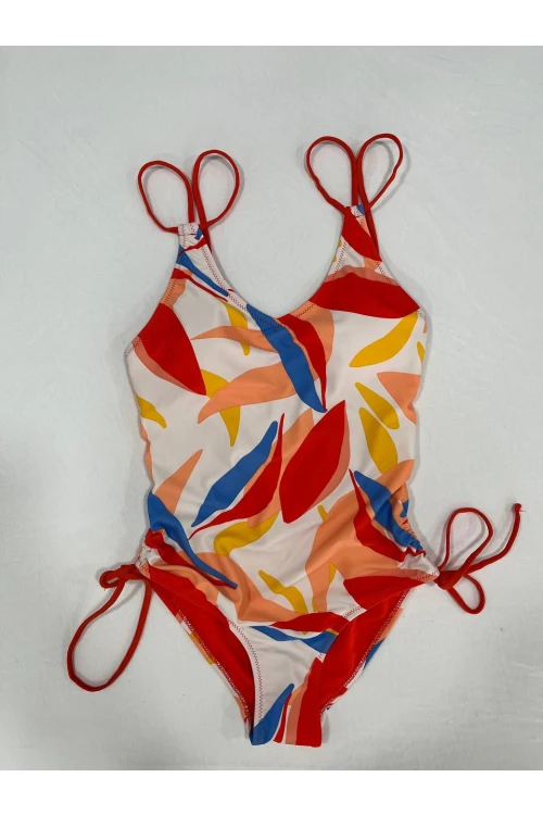 Kadın Çok Renkli Tropikal Desenli Astarlı Mayo HZL25S-AR1823