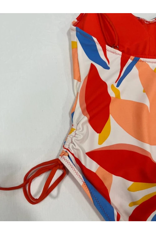 Kadın Çok Renkli Tropikal Desenli Astarlı Mayo HZL25S-AR1823