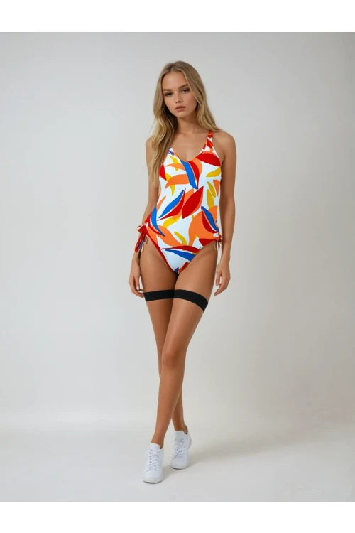 Kadın Çok Renkli Tropikal Desenli Astarlı Mayo HZL25S-AR1823