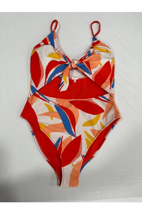 Kadın Çok Renkli Tropikal Desenli Astarlı Mayokini HZL25S-AR1824