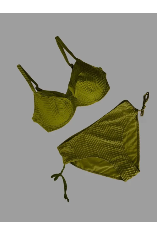 Kadın Haki Desenli Büyük Beden Astarlı Bikini Takım HZL25S-LC4004