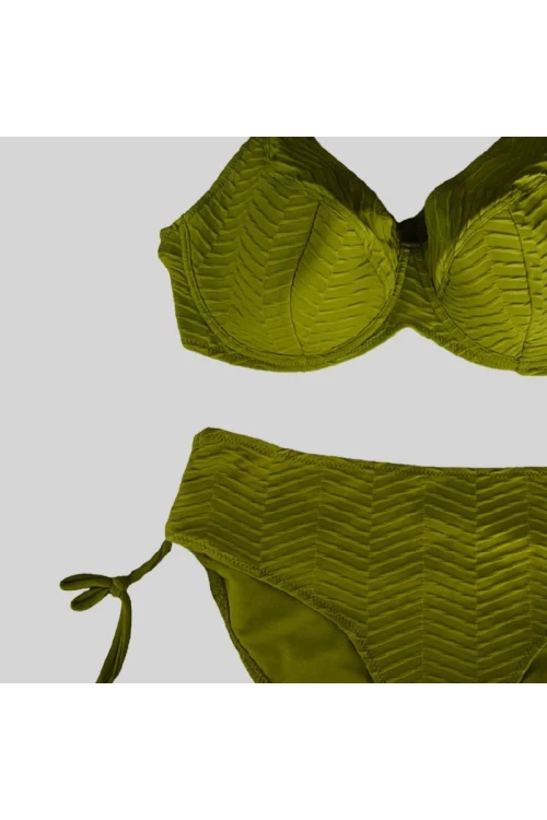 Kadın Haki Desenli Büyük Beden Astarlı Bikini Takım HZL25S-LC4004