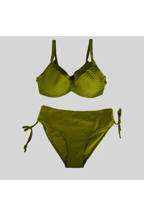 Kadın Haki Desenli Büyük Beden Astarlı Bikini Takım HZL25S-LC4004