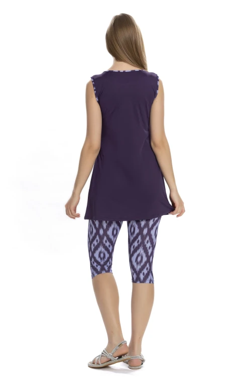 Kadın Mor  Kolsuz Yarı Kapalı Taytlı Mayo HZL25S-AR3151/23