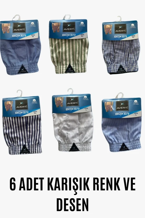 Erkek 6Lı Gömlek Desen %100 Pamuk Poplin Boxer HZL25S-AV01