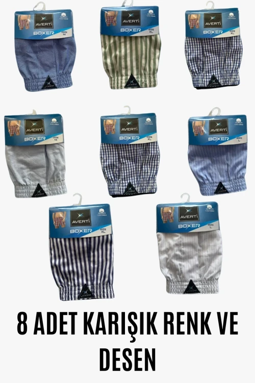 Erkek 8Li Gömlek Desen %100 Pamuk Poplin Boxer HZL25S-AV01