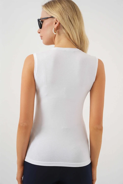 Kadın Beyaz Basic Sıfır Kol Body HZL25S-BD143471
