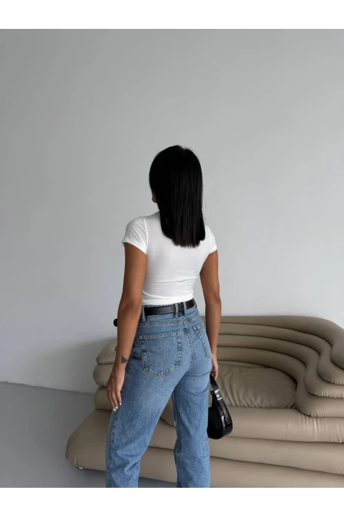 Kadın Beyaz Bisiklet Yaka Sandy Bluz HZL25S-FRY123191