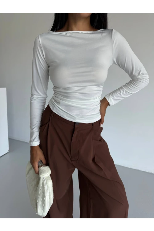 Kadın Beyaz Uzun Kollu Sany Bluz HZL25S-FRY123351