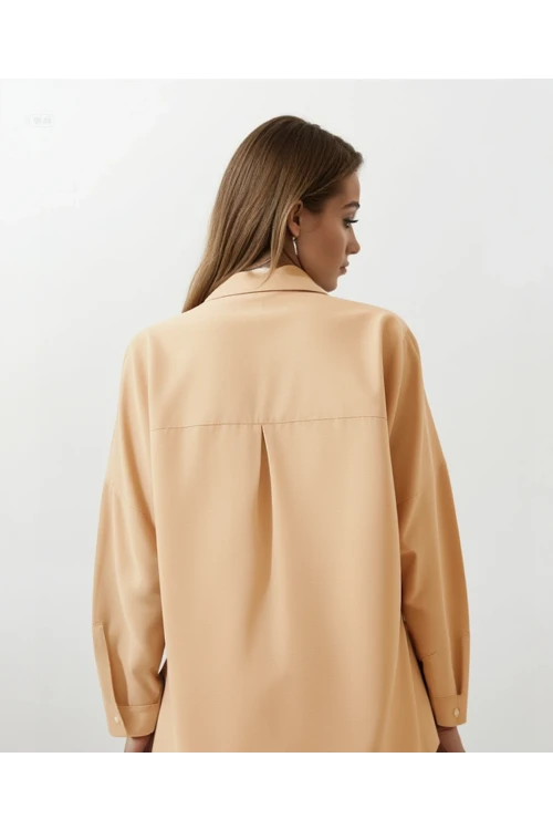 Kadın Bisküvi Oversize Uzun Basic Gömlek HZL22W-BD139001