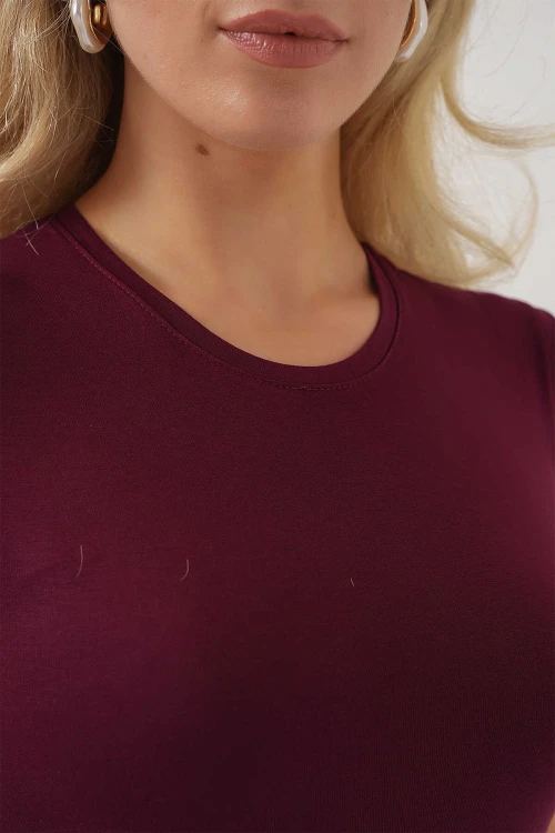 Kadın Bordo Basic Sıfır Kol Body HZL25S-BD143471