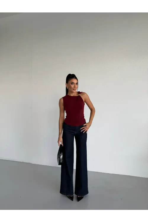 Kadın Bordo Gold Tokalı Omuz Detaylı Sandy Bluz HZL26W-FRY123761