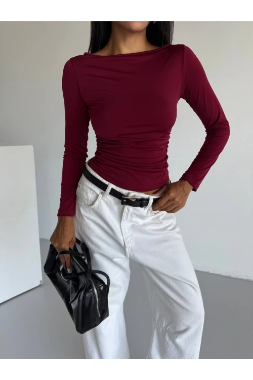 Kadın Bordo Uzun Kollu Sany Bluz HZL25S-FRY123351