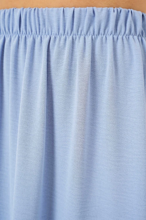 Kadın Buz Mavi Beli Lastikli Ayrobin Uzun Etek HZL25S-BD180481