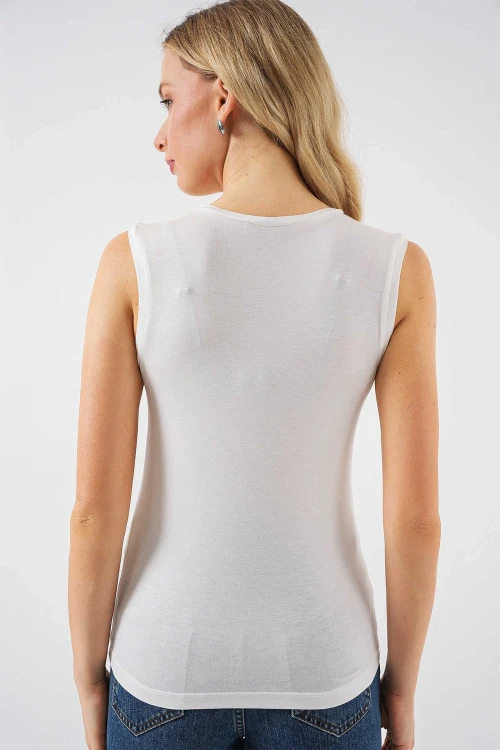 Kadın Ekru Basic Sıfır Kol Body HZL25S-BD143471