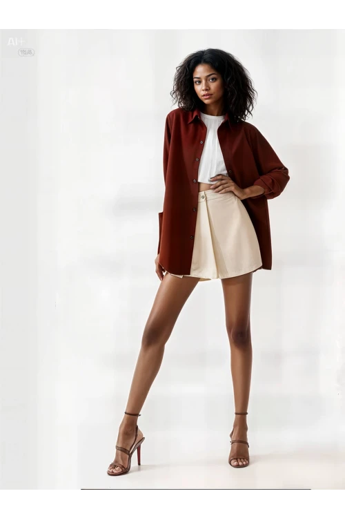 Kadın Kahverengi Oversize Uzun Basic Gömlek Hzl22w-bd139001