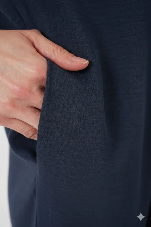 Kadın Lacivert Ayarlanabilir Askılı Cepli Bol Paça Bahçıvan Tulum HZL22S-BD170191