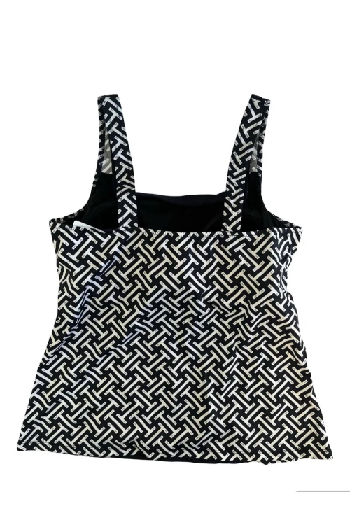 Kadın Lacivert Beyaz Desenli Şortlu Tankini HZL25S-AR1801